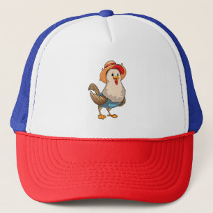 De Camionero Pollo como granjero con Gorra