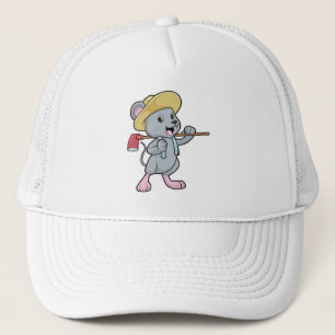 De Camionero Ratón como granjero con hacha y Gorra