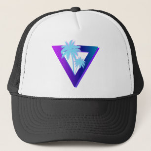 DE CAMIONERO RETROWAVE SINTHWAVE PALM TREES TRIÁNGULO GORRA