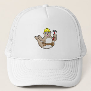 De Camionero Sello como carpintero con martillo y Gorra