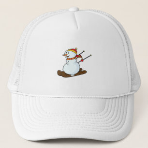 De Camionero Snowman como esquiador con esquís y gorra