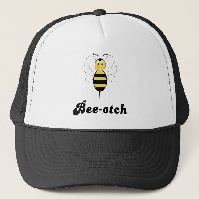 De Camionero Sonriente Bumble Bee Bee-otch Gorra (Anverso)