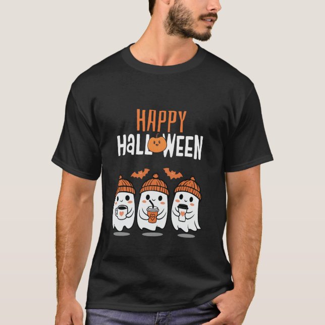 🎃 de camiseta de Halloween con gantín lindo 👻 (Anverso)