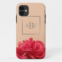 Agradable Crema Rosa Monograma Floral Primer Funda