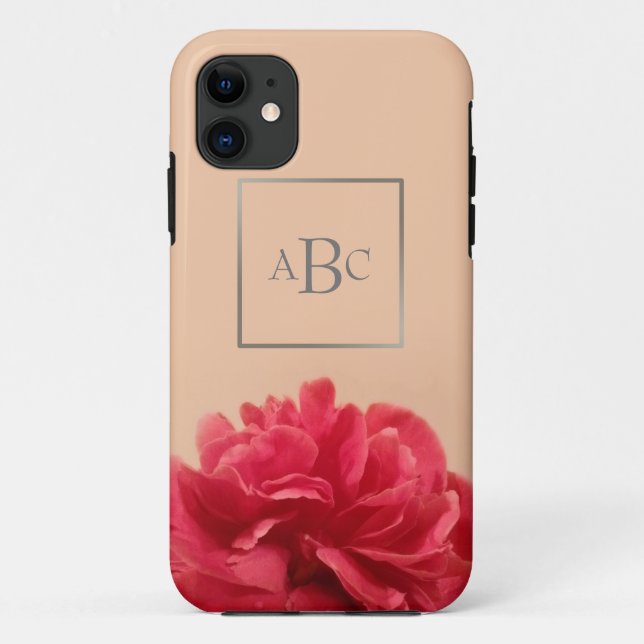 De Case-Mate Para iPhone Agradable Crema Rosa Monograma Floral Primer Funda (Reverso)