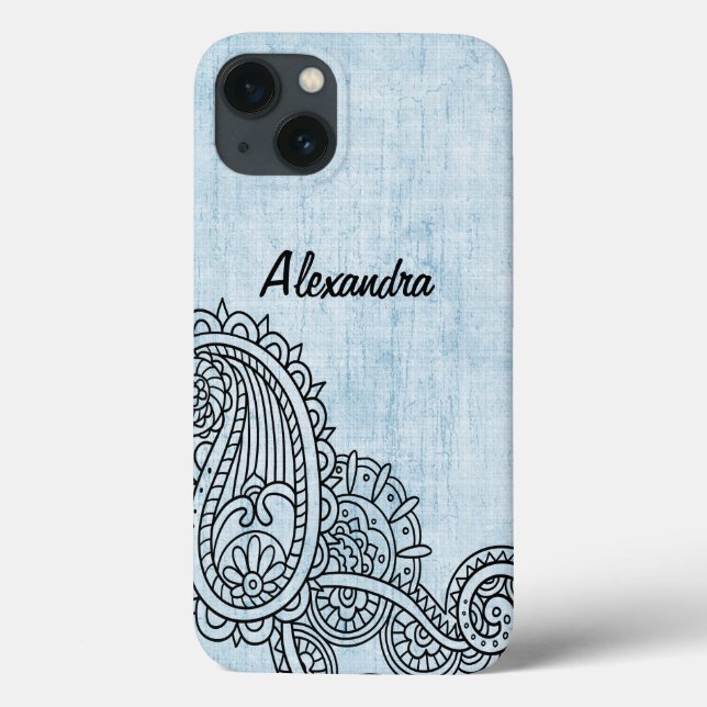 De Case-Mate Para iPhone Blue Mehndi Motif Galaxy Nota 4 Funda (Reverso)