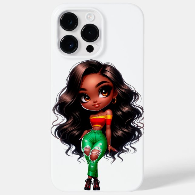 De Case-Mate Para iPhone Chibi Chica negro Ipone Funda (Reverso)