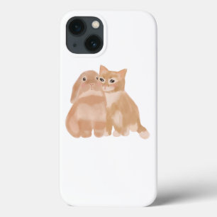 Para iPhone 13 ¡conejito y gato! funda