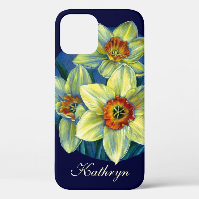 De Case-Mate Para iPhone Daffodils amarillo azul funda primavera personaliz (Reverso )