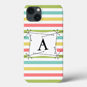 Para iPhone 13 Dazzle Stripe Classic 'Monograma' iPad Mini funda