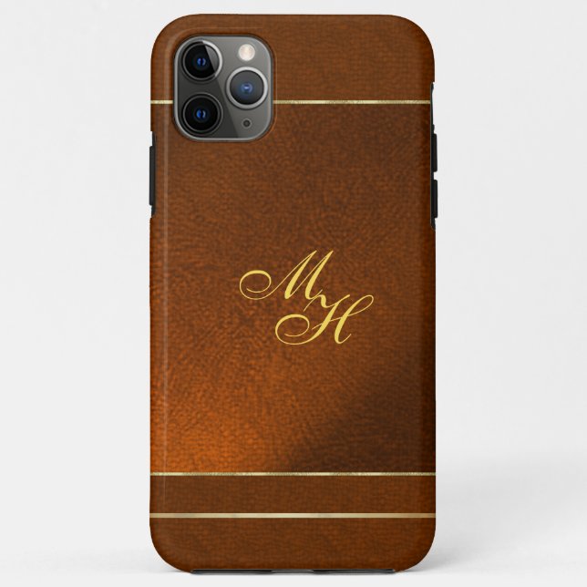 De Case-Mate Para iPhone Elegante Funda marrón con tus Iniciales (Reverso)