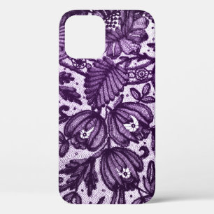Para iPhone 12 Elegante Funda Purple Lace Blackberry Bold