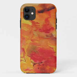 Para iPhone 11 Funda acuarela 12 roja anaranjada amarilla