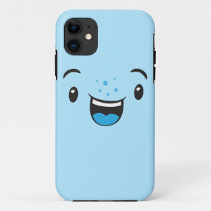 Para iPhone 11 Funda Cara Kawaii Sonriente Azul