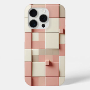 Para iPhone 15 Pro Funda cuadrada geométrica 3D moderna Rosa polvorie