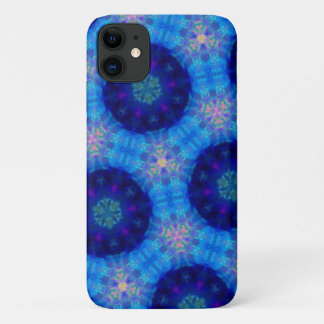 Para iPhone 11 Funda del patrón Kaleidoscope del hexágono azul br