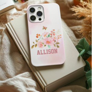 Para iPhone 14 Pro De Case-Mate Funda dura personalizada con flores rosadas, regal