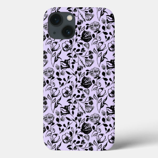 De Case-Mate Para iPhone Funda Lilac floral dibujado a mano (Reverso)