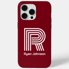 Para iPhone 15 Pro Max Funda Modern Monograma Granate 