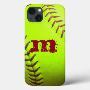 Para iPhone 13 Funda Softball Yellow Fast Pitc Monograma SAMSUNG 