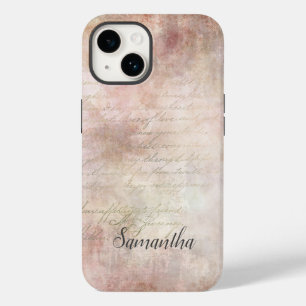 Para iPhone 14 De Case-Mate Funda Vintage Monograma Shabby Chic Rosa Monogram 