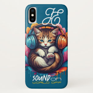 Para iPhone X Graffiti Kitty Vibe Funda - Brown Tabby