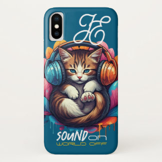 Para iPhone X Graffiti Kitty Vibe Funda - Brown Tabby