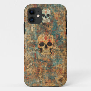 Para iPhone 11 Grunge Skull Art Mobile Funda