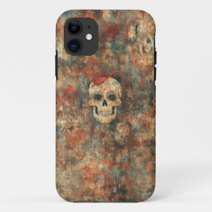 Para iPhone 11 Grunge Skull Art Mobile Funda