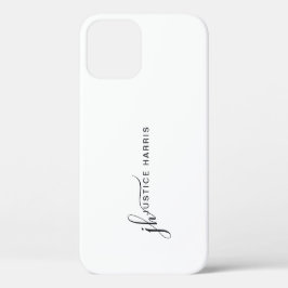 Para iPhone 12 Guión elegante Monograma moderno Funda Minimalista