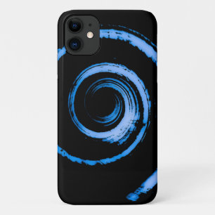 Para iPhone 11 I Phone espiral azul sobre funda negro