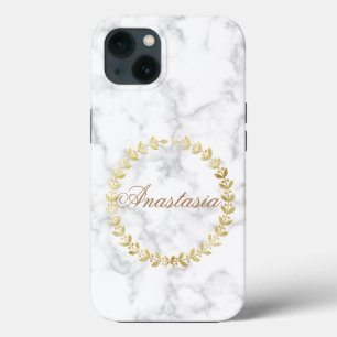 Para iPhone 13 Increíble, Guay, Mármol blanco con tu nombre Funda
