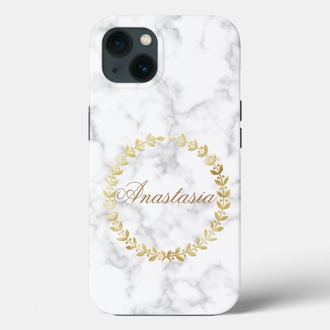 De Case-Mate Para iPhone Increíble, Guay, Mármol blanco con tu nombre Funda (Reverso )