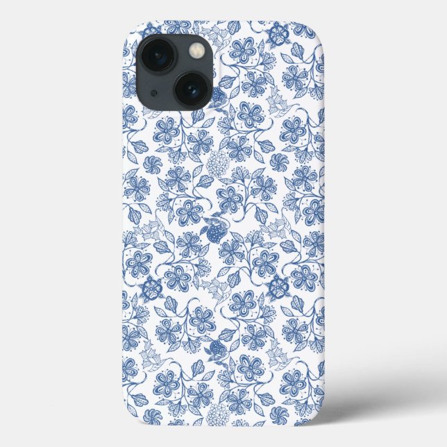 De Case-Mate Para iPhone Indigo Azul Étnico Floral Samsung Nota 4 Funda (Reverso)