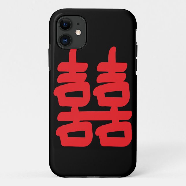 De Case-Mate Para iPhone La doble felicidad en el Funda rojo (Reverso)