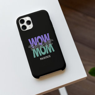 Para iPhone 14 De Case-Mate Legit Real Wow Mamá Imprimir Funda (púrpura y Verd