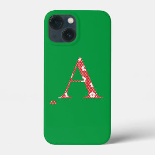 Para iPhone 13 Mini letra con motivos florales A (rojo y puntos) Funda