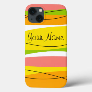 Para iPhone 13 Mini funda Citrus Stripe 'Name' iPad