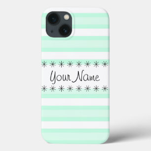 Para iPhone 13 Mini funda del iPad Aqua Stripe 'Name'