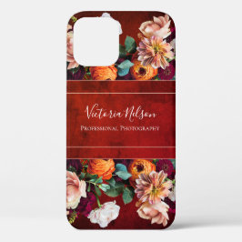 Para iPhone 12 Monograma Elegante Funda Rústico Botánico Floral