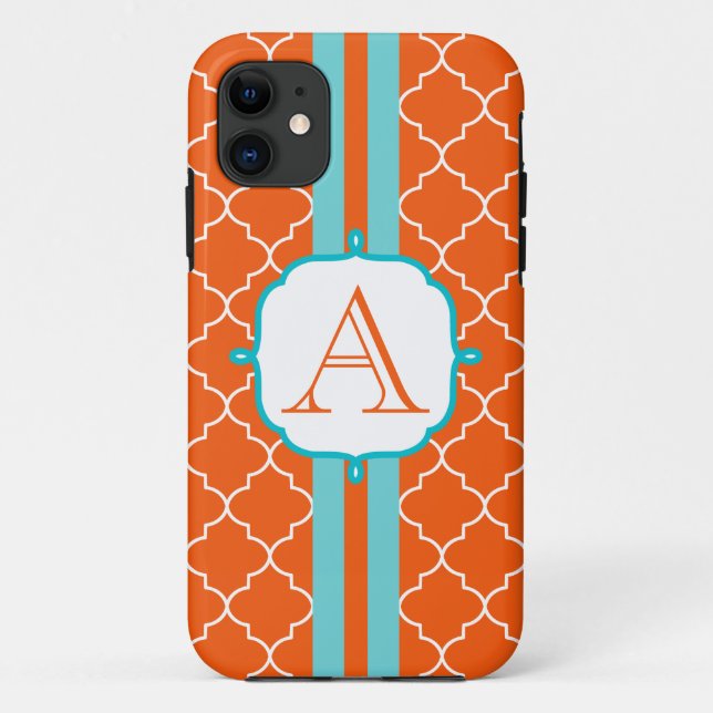 De Case-Mate Para iPhone Naranja Monograma Teléfono 5 Funda (Reverso)