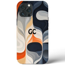Naranja retro Funda negro y gris