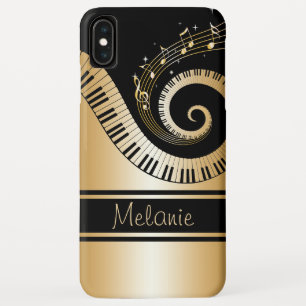 Piano Keys y Gold Music Notes Galaxy Funda