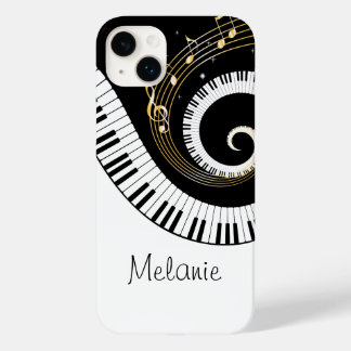 Para iPhone 14 Plus De Case-Mate Piano Keys y Gold Music Notes Galaxy Funda