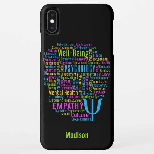 De Case-Mate Para iPhone PSYCHOLOGY Word Cloud nombre personalizado y funda (Reverso)