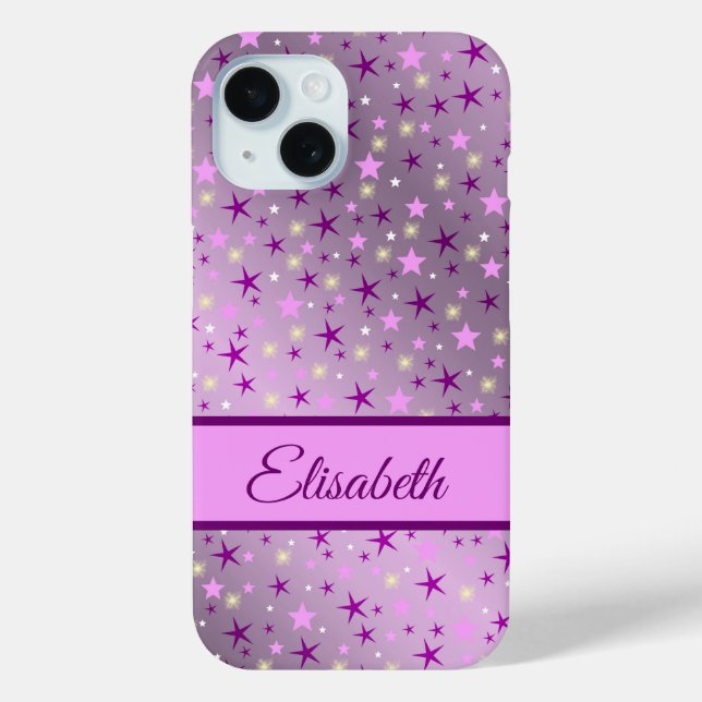 De Case-Mate Para iPhone púrpura,estrellas,personalizar + funda, funda (Reverso )