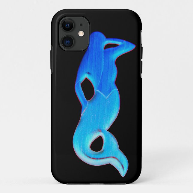 De Case-Mate Para iPhone sirena azul en funda negro (Reverso)