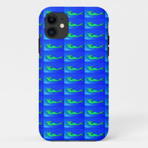 Para iPhone 11 sirenas verdes en funda azul