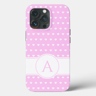Para iPhone 13 Pro Su Monograma Bonito Pastel Rosa Y Funda Blanco