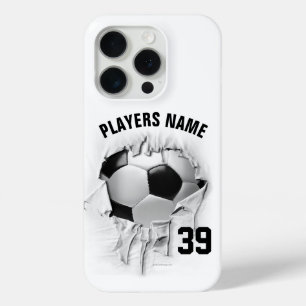 Para iPhone 15 Pro Torn Soccer Funda blanco peonalizado
